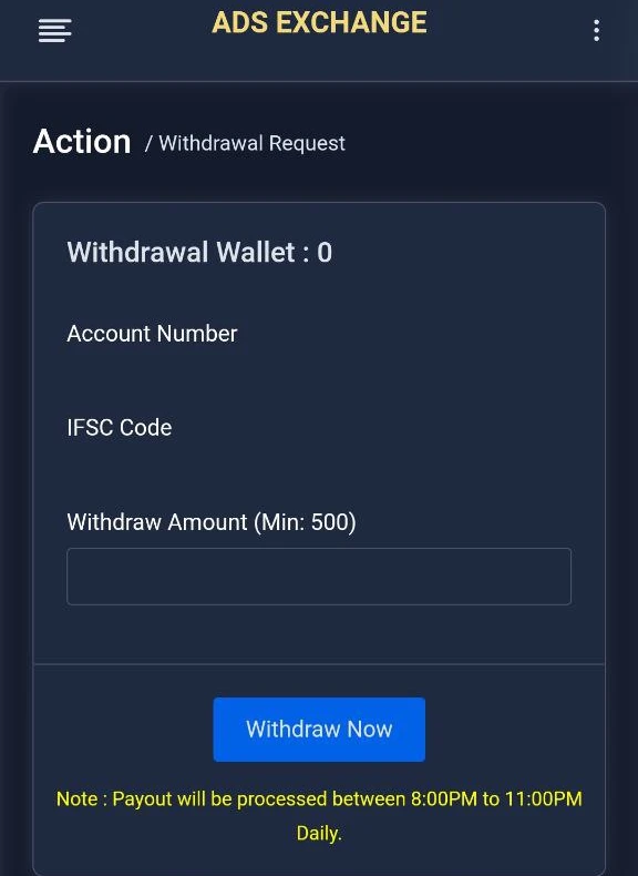 ads exchange withdraw now